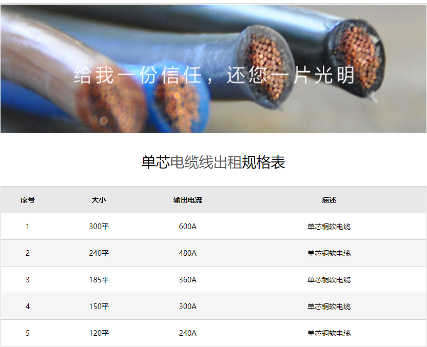 240平单芯电缆出租、出租电缆线